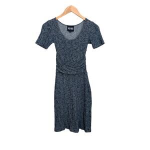 Vena Cava Ribbed Dress 0 XS Extra Small Blue Gray Stretch Knit Short Sleeve